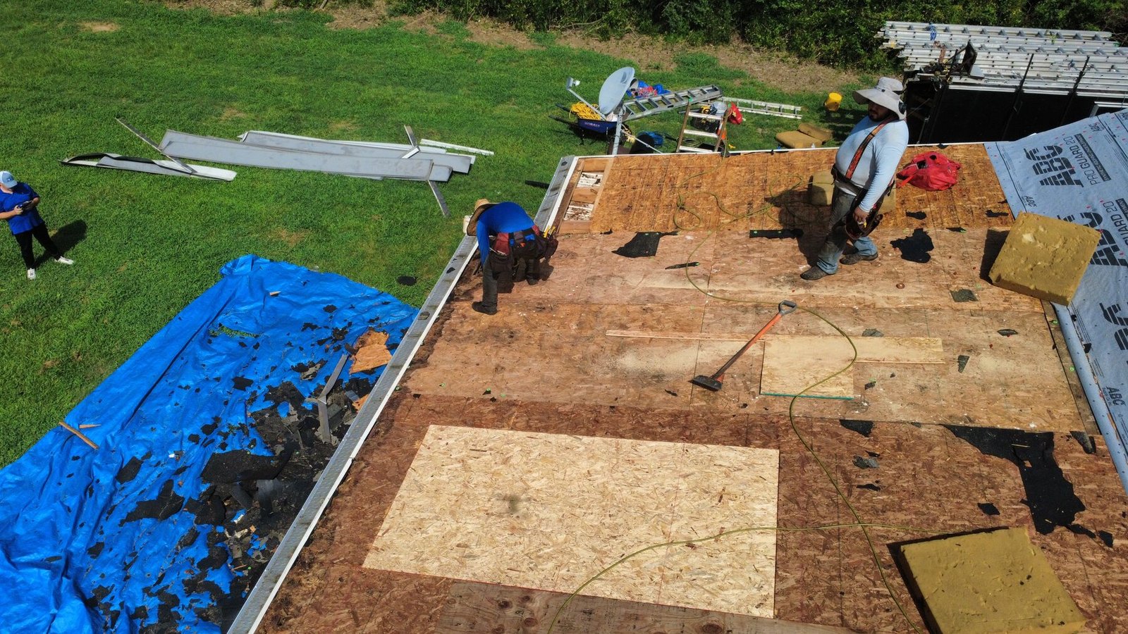HopeStar Roofing crew preparing the roof deck during a Cottageville, SC roof replacement.