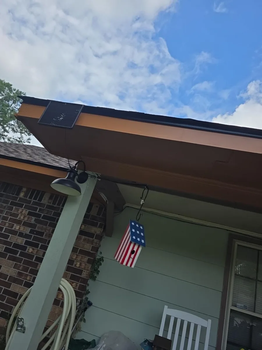 Close view of fascia and soffit along the roof edge at the Indian Woods project in Summerville.