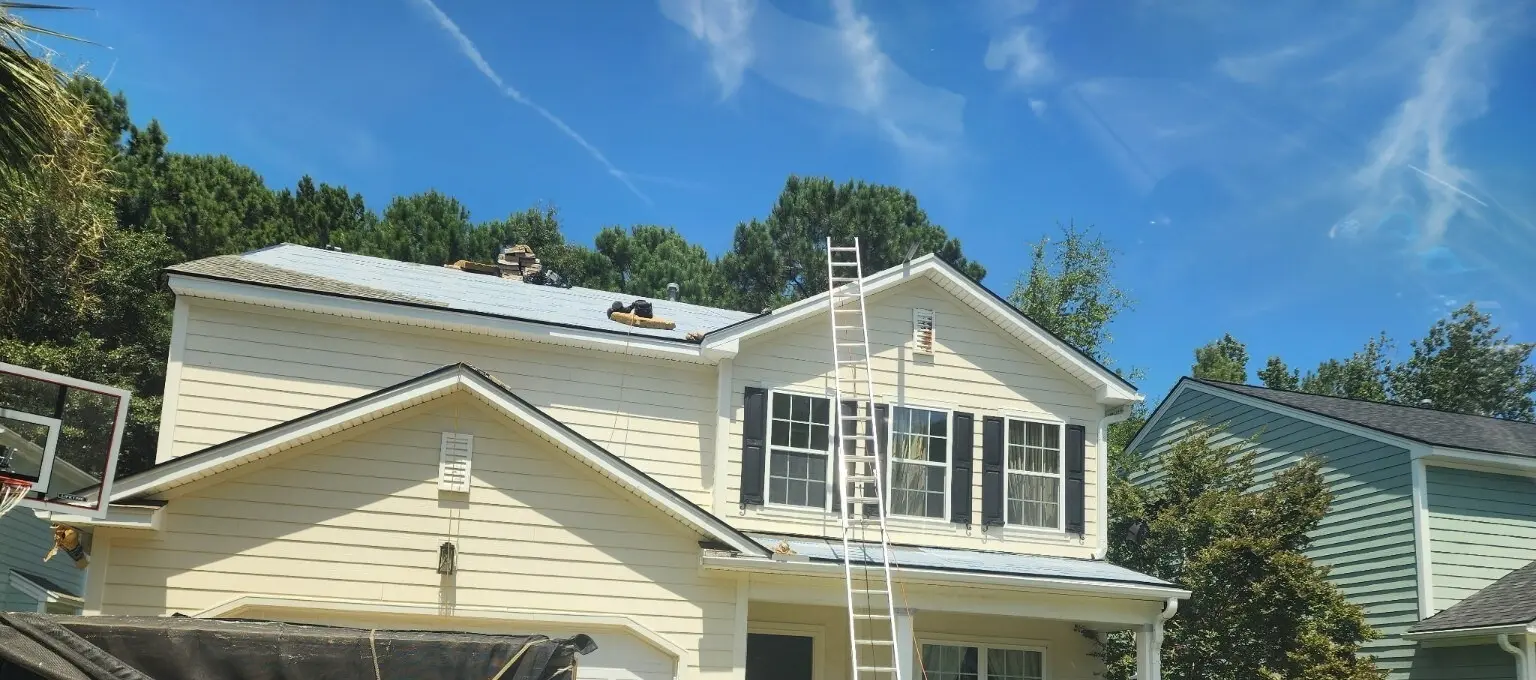 Roof installation in progress after solar panels were removed